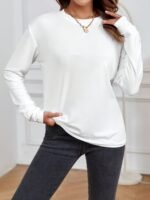 Leyou Liu Women'S Elegant Long Sleeve T-Shirt - Vibrant Purple Round Neck Top, Machine Washable Regular Fit For Autumn Winter Casual & Formal Wear, Autumn Wardrobe Essential, Sophisticated Texture, Durable Casualwear, Comfortable Fabric - Image 8