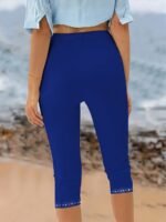 Plus Size Rhinestone Decor Capri Leggings, Casual High Waist Stretchy Leggings For Spring & Summer, Women'S Plus Size Clothing - Image 10