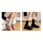 1/2/3 Pairs Of Socks For Women, Japanese And Korean Style, Spring And Summer Solid Color Retro Hollow Breathable Mesh Socks For Women, Autumn Mid-Tube Pile Socks For Women, Lace Japanese Loose Socks Ins - Image 11