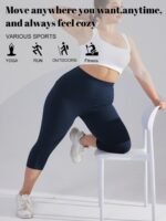 Women'S Plus Size High-Waisted Capri Leggings With Side Phone Pockets, Stretchy Workout Pants - Image 9