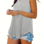 2023 Trendy Women'S V-Neck Sleeveless Tank Top - Breathable Stretchy Solid Color Casual Summer Tops, Machine Washable Versatile Wardrobe, Ladies Tank Tops, Casual Attire, Relaxed Fit, Quality Stitching