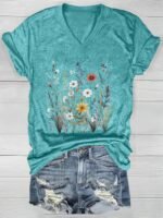 2024 Cross-Border European And American Women'S V-Neck Loose Casual Short Sleeve Top Layering T-Shirt - Image 6