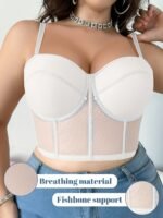 Plus Size Women'S Underwire Push-Up Strapless Bra - Adjustable Thin Cup Shaping Camisole With Breathable Support, Tummy Control & Waist Slimmer For Everyday Elegant Fit, Strapless Push Up Bra, Underwire Support, Durable Underwire