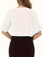 Layered Flare Sleeve Crop Blouse, Versatile Open Front Blouse For Spring & Summer, Women'S Clothing - Image 10