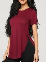 Women'S Elegant Black T-Shirt - Short Sleeve, Crew Neck, Solid Color, Casual Summer Top With "Mama Needs Coffee" Graphic Print, Slim Fit For Casual Attire - Image 2