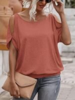Women'S Light Blue Casual Crew Neck Short Sleeve T-Shirt With Tie-Back Detail - Soft Polyester Summer Top For Casual Attire, Ladies T Shirts - Image 7