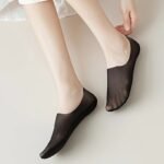 5 Pairs Of Ice Sliky Fiber Fabric Toeless Boat Socks For Women, Summer Short Socks In Solid Colors, Invisible Thin Socks - Image 6
