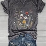 2024 Cross-Border European And American Women'S V-Neck Loose Casual Short Sleeve Top Layering T-Shirt
