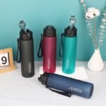 1Pc750Ml/21Oz Water Bottles With Straw, Large Capacity Motivational Time Marker Water Bottle Reusable Plastic Leakproof Durable Water Jug For Gym Work Travel And Outdoor Sports