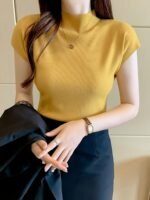 Women'S Stretchy Sleeveless Top - Elegant Round Neck Casual Shirt, Solid Color High Elasticity Blouse For Spring Summer Fall, Versatile For Casual Outings & Semi-Formal Events, Vacation Clothing, Simple Stylish Top, Comfortable Fit - Image 8