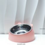 Cat Bowl 15 Degrees Raised Stainless Steel Cat Feeder Bowl With Non Slip Base, 100Ml Cat Food Water Feeder Tilted Pet Bowl For Neck Protection - Image 2