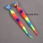 2 Pcs Interactive Cat Teaser Toys - Geometric Polyester Twisty Worms With Attached Balls, Uncharged Pet Play Sticks For Kittens - Colorful Simulation Caterpillar Set Without Batteries - Image 4