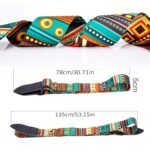 Durable Faux Leather Guitar Strap - Edgy Skull & Flame Design, Checkered Pattern, Police-Themed, Geometric & Tribal Print - Universal Fit For Acoustic/Electric/Bass Guitars - Pink, Yellow, Black - Image 2