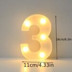 16Cm Led Letter Light With Glow-In-The-Dark Numbers - Warm Yellow Light For Weddings, Birthdays, Christmas, And Home Decor - Battery-Powered, Switch Control, Plastic Construction, Tabletop Lighting | Modern Night Light | Plastic Led Light, Led Lights For Bedroom - Image 33