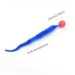 Colorful Caterpillar Plush Cat Toy With Glowing Green Eyes - Interactive Bouncy Ball Design, Soft Durable Polyester Material, Perfect For Indoor Play And Pet Entertainment, Interactive Cat Toy, Without Battery - Image 2