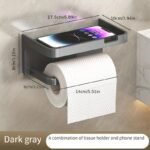 1Pc No-Drill Toilet Paper Holder, Hygienic Drawer Roll Paper Rack, Wall-Mounted Bathroom Tissue Holder With Phone Stand, Plastic Material - Image 4