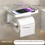 1Pc No-Drill Toilet Paper Holder, Hygienic Drawer Roll Paper Rack, Wall-Mounted Bathroom Tissue Holder With Phone Stand, Plastic Material - Image 5