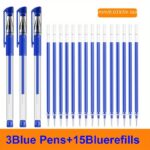 3 Pens + 15 Refills Gel Pen Set School Supplies Black Blue Red Ink Color 0.5Mm Ballpoint Pen Kawaii Pen Student School Office Stationery - Image 5