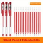 3 Pens + 15 Refills Gel Pen Set School Supplies Black Blue Red Ink Color 0.5Mm Ballpoint Pen Kawaii Pen Student School Office Stationery - Image 7