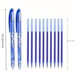 13Pcs/Set Erasable Gel Pen Set 0.5Mm Blue Black Color Writing Gel Pens Refills Rods Washable Handle For School Office Stationery Supplies(2 Pens+1 Eraser+10 Refills) - Image 2
