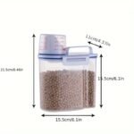 1.5Kg/2Kg Pet Food Storage Container With Measuring Cup, Plastic Square Moisture-Proof Sealed Jar, Uncharged Dog & Cat Supplies Accessories - Image 9