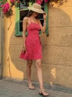 Women'S Elegant Backless A-Line Dress - Sexy Red Floral Print Short Skirt, Backless Design, Perfect For Spring/Summer Vacations, Casual Summer Dress | Floral Print Dress | Aline Silhouette, Cute Summer Dresses - Image 10