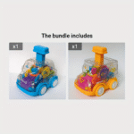 Interactive Transparent Gear Toy Car With Moving Parts - Push-Forward & Press-Play Mechanism, Durable Plastic Construction, Color-Changing Gears, Educational Learning For Boys & Girls, Educational Toy | Interactive Design | Color Changing Gears - Image 9