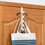 1Pc Over-The-Door Plastic Hanger In White Or Beige - Easy Install, Space-Saving Hook Rack For Clothes, Bags & Towels - Stylish Home Organization Solution For Bedroom & Beyond - Image 2