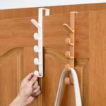 1Pc Over-The-Door Plastic Hanger In White Or Beige - Easy Install, Space-Saving Hook Rack For Clothes, Bags & Towels - Stylish Home Organization Solution For Bedroom & Beyond