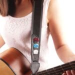 1Pc Adjustable Black Guitar Strap With Red & Blue Accents - Detachable Paddles, Comfortable Shoulder Pad For Acoustic & Electric Guitars, Secure Fit For Bass & Folk Instruments, Guitar Accessories, Musician Gear, Sleek Design, Durable Construction - Image 11