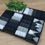 5Pcs Men'S Premium Dress Socks Gift Box - Mid-Calf, Solid Color & Plaid Patterns, 100% Polyester, Hand Wash Only - Ideal For Business & Casual Wear, Cute Socks