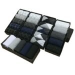 5Pcs Men'S Premium Dress Socks Gift Box - Mid-Calf, Solid Color & Plaid Patterns, 100% Polyester, Hand Wash Only - Ideal For Business & Casual Wear, Cute Socks - Image 2