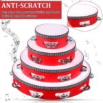 Tambourine For Adults Red Wooden Handheld Tambourine Jingles Available In 4 Sizes Single Row Metal Jingles Tambourine Musical Educational Tambourine Gift Rhythm Percussion Instrument For Church Party