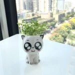 1Pc, Ceramic Flowerpot Mini Cat Shaped Cartoon Cute Potted Plant Desktop Potted Cat Plant Pot Diy Desk Decorate Science Education School Gift - Image 3
