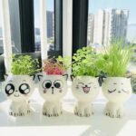 1Pc, Ceramic Flowerpot Mini Cat Shaped Cartoon Cute Potted Plant Desktop Potted Cat Plant Pot Diy Desk Decorate Science Education School Gift - Image 2