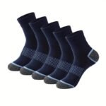 5 Pairs Of Men'S Crew Socks For Spring Summer, Comfy Breathable Vintage Pattern Casual Socks For Outdoor Activities - Image 6