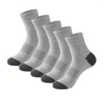 5 Pairs Of Men'S Crew Socks For Spring Summer, Comfy Breathable Vintage Pattern Casual Socks For Outdoor Activities - Image 3