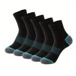 5 Pairs Of Men'S Crew Socks For Spring Summer, Comfy Breathable Vintage Pattern Casual Socks For Outdoor Activities - Image 2
