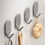 5Pcs Heavy-Duty Adhesive Hooks, No Drilling Needed, Ideal For Bathroom And Toilet, Effortlessly Hang Towels On Walls Or Doors, Leaves No Traces Behind