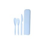 1 Set 3-In-1 Reusable Wheat Straw Camping Utensils With Polished Finish, Portable Travel Cutlery In Plastic Case For Picnic, Camping, And Daily Use - Image 5