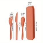 1 Set 3-In-1 Reusable Wheat Straw Camping Utensils With Polished Finish, Portable Travel Cutlery In Plastic Case For Picnic, Camping, And Daily Use - Image 14