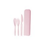 1 Set 3-In-1 Reusable Wheat Straw Camping Utensils With Polished Finish, Portable Travel Cutlery In Plastic Case For Picnic, Camping, And Daily Use - Image 9
