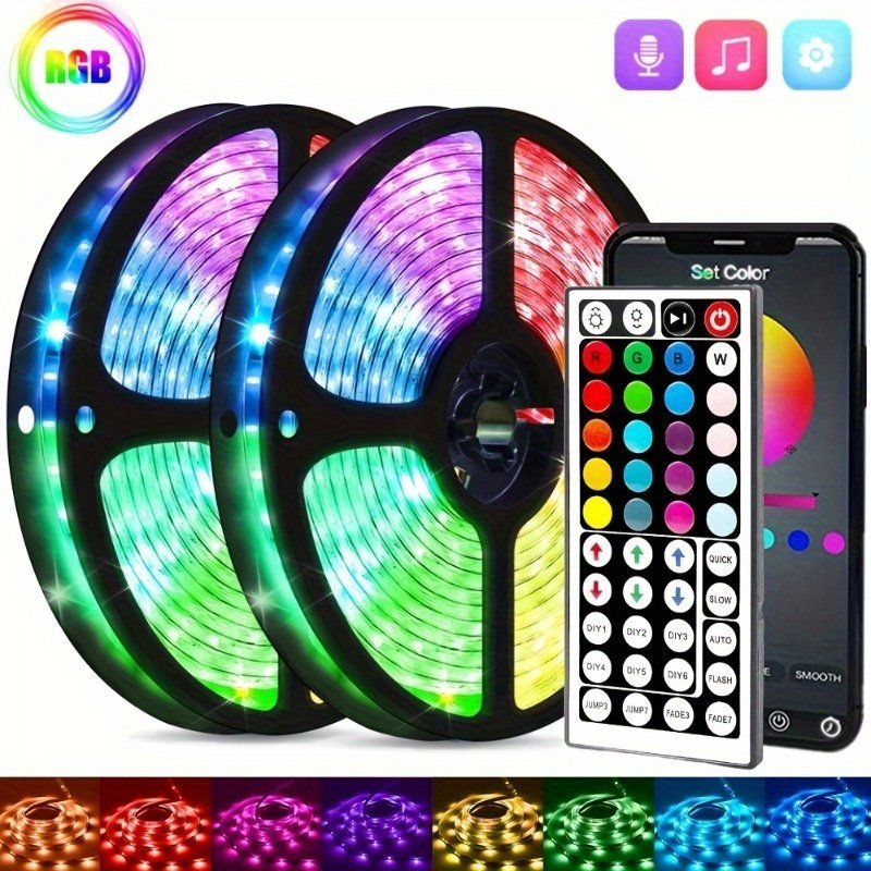 product-open-2023-09-23-1695466494248-0dc3fff3054c425bb4fb6f9c3b464d2c-goods.jpeg 1Set Usb Led 5050 Rgb Strip Lights, Sync Color Changing Luminous Led String, 44/24Key Remote Control, Smart Application Remote Control, Decorative Night Light, For Bedroom Room Home Decorative Party Festival. - Image 1
