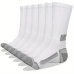 6 Pairs Men'S Long Crew Socks - Solid Color Athletic Socks With Moisture-Wicking & Breathable Design, Reinforced Toe & Heel, Elastic Cuff For Sports, Casual, Outdoor Activities - Hand Wash Only - Image 3