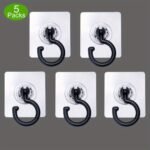 5Pcs Rotatable Adhesive Ceiling Hooks - No Drill, Easy Install For Hanging Plants, Lanterns & Wind Chimes - Versatile Sticky Hangers In White, Green, Black - Ideal For Home & Garden Decor, Plant Hangers|Modern Home Accessory|Durable Plastic Hooks - Image 7