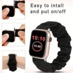 Scrunchie Band For Apple Watch - Cute Printed Elastic Solo Loop Band In Beige, Pink, Green, White, And Brown, Compatible With Series 8, 7, 6, 5, 4, 3, 2, 1 Se, Available In Sizes 38Mm, 40Mm, 41Mm, 42Mm, 44Mm, 45Mm, Bracelet For Apple Watch - Image 4