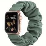 Scrunchie Band For Apple Watch - Cute Printed Elastic Solo Loop Band In Beige, Pink, Green, White, And Brown, Compatible With Series 8, 7, 6, 5, 4, 3, 2, 1 Se, Available In Sizes 38Mm, 40Mm, 41Mm, 42Mm, 44Mm, 45Mm, Bracelet For Apple Watch - Image 7