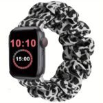 Scrunchie Band For Apple Watch - Cute Printed Elastic Solo Loop Band In Beige, Pink, Green, White, And Brown, Compatible With Series 8, 7, 6, 5, 4, 3, 2, 1 Se, Available In Sizes 38Mm, 40Mm, 41Mm, 42Mm, 44Mm, 45Mm, Bracelet For Apple Watch - Image 14