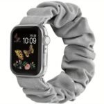 Scrunchie Band For Apple Watch - Cute Printed Elastic Solo Loop Band In Beige, Pink, Green, White, And Brown, Compatible With Series 8, 7, 6, 5, 4, 3, 2, 1 Se, Available In Sizes 38Mm, 40Mm, 41Mm, 42Mm, 44Mm, 45Mm, Bracelet For Apple Watch - Image 5