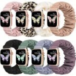 Scrunchie Band For Apple Watch - Cute Printed Elastic Solo Loop Band In Beige, Pink, Green, White, And Brown, Compatible With Series 8, 7, 6, 5, 4, 3, 2, 1 Se, Available In Sizes 38Mm, 40Mm, 41Mm, 42Mm, 44Mm, 45Mm, Bracelet For Apple Watch - Image 12